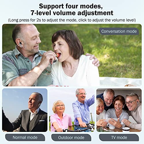 Bluetooth Hearing Aids 2 In 1 With Noise Cancellation, Rechargeable Personal Digital Bluetooth Hearing Aids For Adults And Seniors, 4 Modes Smart Hearing Amplifiers With Earbuds(Grey) (Grey) #TOP2