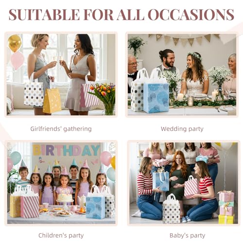 Image of STYPOP 10 inch Gift Bags Medium Size (4 Pack) - Includes Tissue Paper & Cards, Reusable Non-Woven Gift Bags with handles, Perfect for Mothers Day, Birthday, Wedding, Baby Shower, Party, 10 inch x 8 inch x 4 inch