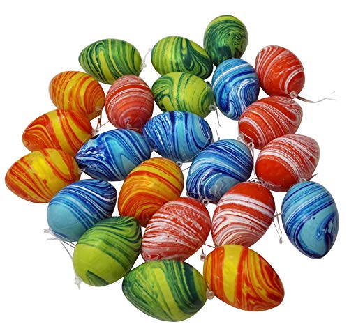 XL Ostereier 8cm – khevga Deko Ostern, Marmoriert & Bunt mit Band zum Hängen...
