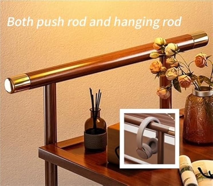 Modern 2-Tier Rolling Cart with Storage, Movable Snack Rack & Coffee Table Trolley, Multi-Functional Side Table or Nightstand for Bedroom & Living Room(Brown,70cm/27.6in)-lqtrZcHh