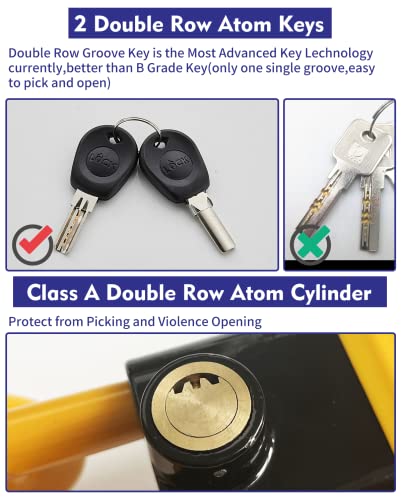 Dodomes Steering Wheel Lock Anti-Theft Heavy Duty Secure Car Device, Adjustable Length Clamp Double Hook Locks Universal Fit (Yellow) #TOP5