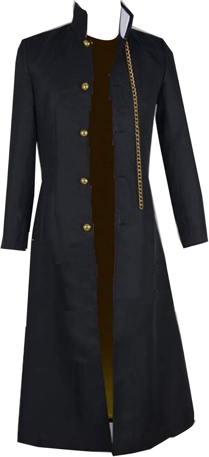 Anime Mens Cosplay Costume Black Coat Jacket Chain Halloween Party Outfits Custom