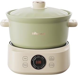 Bear Electric Clay Pot DSG-D30S1, Fast Stew Pot for Casserole Rice & Porridge, Chinese Soup Maker, 3L