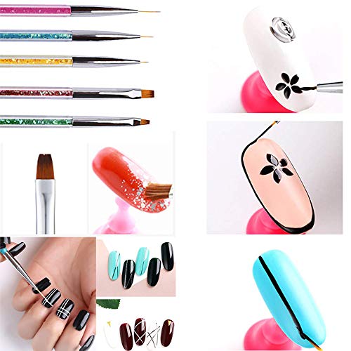 EBANKU 5 Stück Nagel Pinsel Set Punktierung Stift, Nail Art Dotting Pen Tools Nail Art Liner Nageldesign Kit Nagel Kunst… – Bild 7