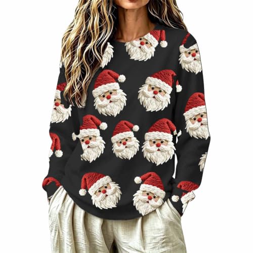 Image of Funny Ladies Xmas Knit Jumper Soft, Warm, and Comfortable Ugly Womens Christmas Sweaters Couples Sweatshirt Matching Suitable for Couples, Friends or Alone (Black, XXXXXL)