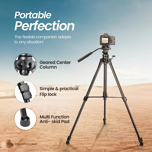 Image of DIGITEK (DPTR 990VD) 166cm Platinum Heavy Duty Tripod with Fluid Video Head, 15kg Max Load, Professional Bubble Level, Spreader, Anti-Skid Pad, 3-Section Adjustment, for Camcorder, DSLR & DV Cameras