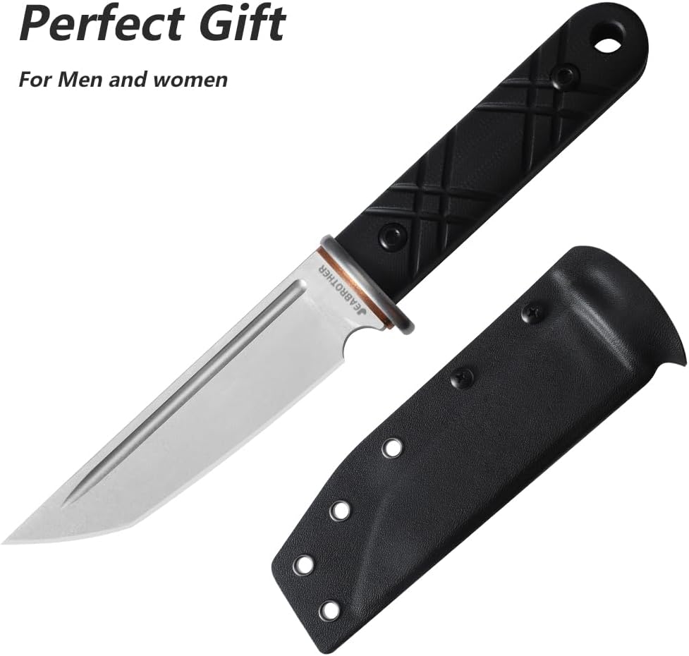 Fixed-Blade Knife with 14C28N Steel, 5.03-Inch Blade & Kydex Sheath – The Ideal Choice for Outdoor Knives & Tools in Camping, Fishing & Hiking Gear. (Black Blade)