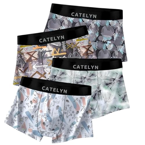 Image of CATELYN Ultra-Soft Nylon Breathable Stretch Trunks Men's Premium Printed Innerwear for Daily Comfort Men Sweatproof (Pack of 4)