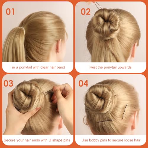 Image of MAYCREATE 300pcs Bobby Pins Hair Pins U Pins with Mini Rubber Hair Ties, Stylish Brown Metal Bobby Pins for Updos, Holding Stray Strands, Hair Accessories Hair Pins for Girls Women