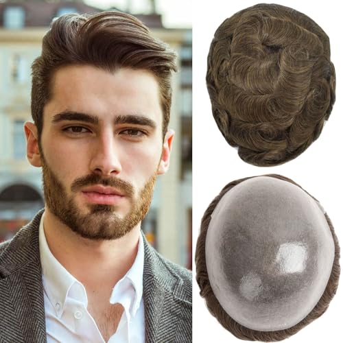 Ehairc Toupee for Men 0.04mmThin Double Knots Men's Toupee #5