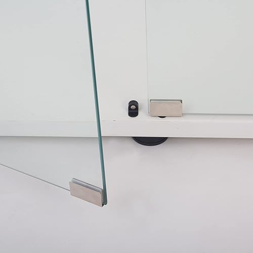 Miniatura 5 de Vitrina de cristal de dos puertas, 2 estantes con puerta, estantería Curio de pie para sala de estar, dormitorio, oficina, 33.35 x 31.69 x 14.37