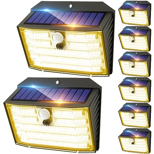 CLAONER Solar Lights Outdoor 126LED Warm White 8 Pack