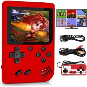 Handheld Game Consoles, Retro Mini Game Player with 500 Classic FC Games, 2.8-Inch Color Screen Support for Connecting TV & Two Players, 1020 mAh Rechargeable Battery [Red]