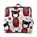 JIUCHUAN Sac à monnaie motif mignon Kokeshi poupées japonaises Talismans boucle en cuir porte-monnaie pochette petite pochette à monnaie Kiss-lock changement sac à main portefeuilles