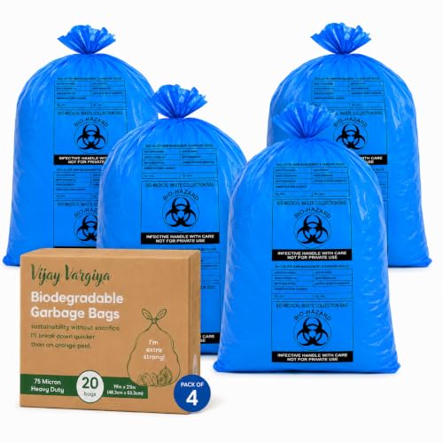 Image of Heavy Duty Biohazard /BioMedical Waste Bag | 75 Micron Hygiene Bio Waste Bag | Printed Garbage Bags, Leak-Proof, Medical Grade (80 Count (Blue), 19 x 21 Inch)