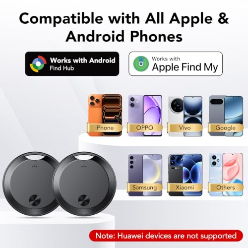 Image of 2026 Air Tracker Tags Item Locator for Android & iOS Bluetooth Tracker Smart Tags Compatible with Apple Find My (iOS) & Google's Find Hub(Android) for Keys, Luggage, Wallet, Vehicles Black (4 Pack)