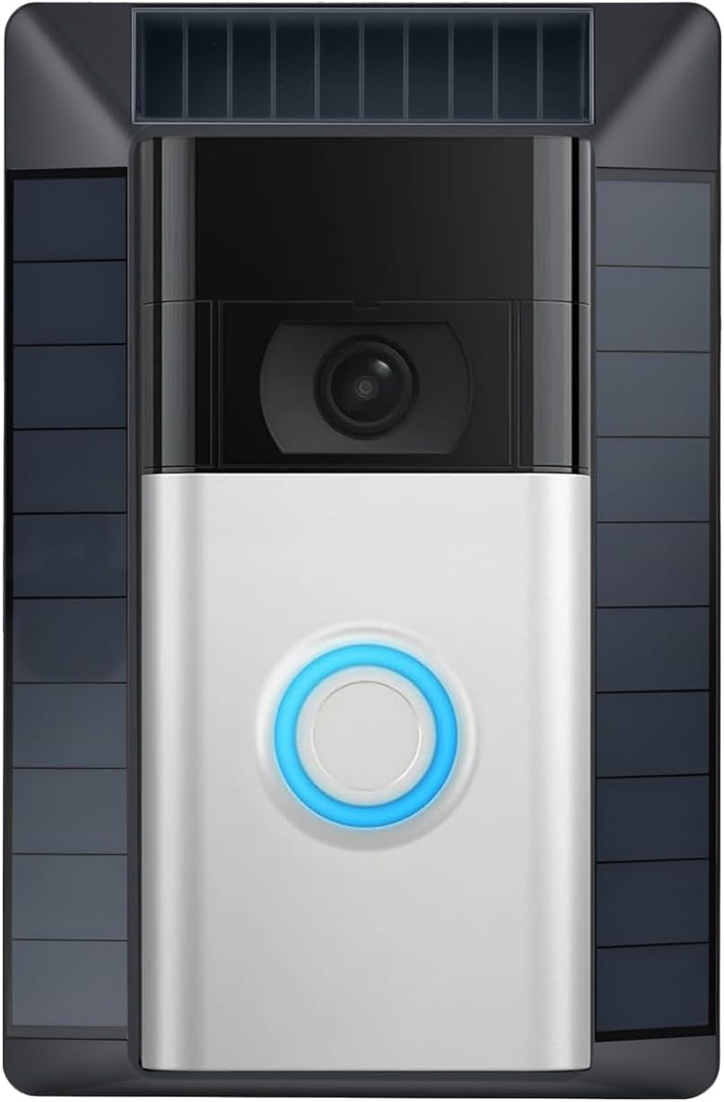 Solar Charger Compatible with Ring Video Doorbell (2020 Release), Micro USB Port Only, Not for USB-C or 2-Prong Ports, Waterproof Solar Panel for Continuous Power