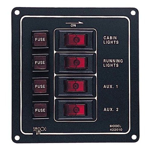 AMRS-422010-1 Sea Dog Aluminum Vertical 4 Gang Switch Panel