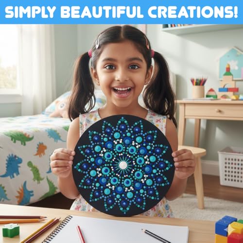 Image of Asian Hobby Crafts Mandala Dotting Art Kit for Adults & Beginners | Includes Paints, Brushes & Dotting Tools with Pre-Designed MDF Boards | Ideal for Mandala Artist & Gifting