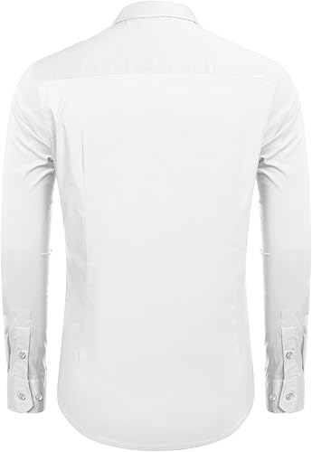 Miniatura 5 de COOFANDY Camisas casuales de manga larga con botones para hombre, camisas de vestir elásticas para hombre