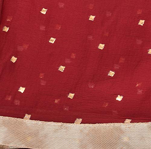 Image of YOUTHQUAKE Women's Golden Printed Chiffon Dupatta With Four Side Golden Lace