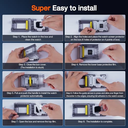 Image of EGV 4 Pack for Apple Watch Screen Protector 40mm [Auto Install Box] [0 Bubbles] HD Ultra-thin Flexible Film for Apple Watch SE Screen Protector 40mm Series 6 /5 /4, Anti-Scratch, Full Coverage