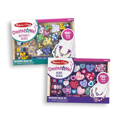 Image of Melissa & Doug Sweet Hearts and Butterfly Friends Bead Set of 2-250+ Wooden Beads