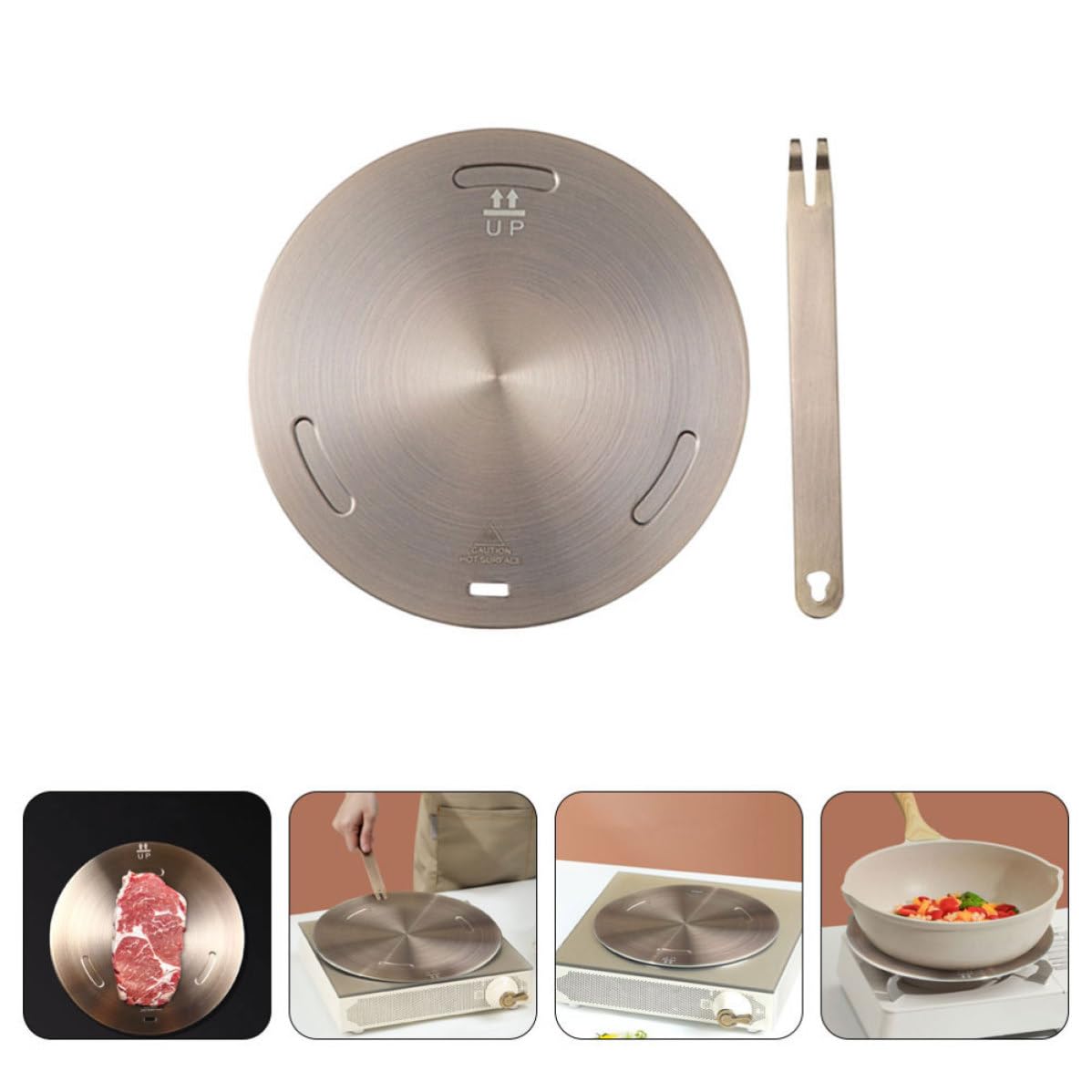 Adaptador para Cocina Inducción de Acero Inoxidable Placa Difusora de Calor para Transferencia Uniforme y Cocción Precisa en Cocina Doméstica