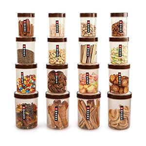 Cello Magna PET Container Set of 16 Pieces, Brown, 4 Pcs – 500 ml, 4 Pcs- 750 ml, 4 Pcs- 1000 ml, 4 Pcs- 1700 ml…