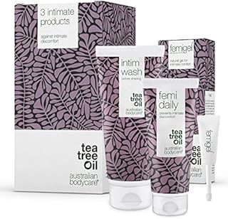 Australian Bodycare Intim Care - zestaw | Do pielęgnacji intymnej, zmniejsza suchość, dyskomfort i zapach | Z 100% Olejkiem z Drzewa Herbacianego | Intim Wash 200ml, Femi Daily 100ml, Femigel 5x5ml