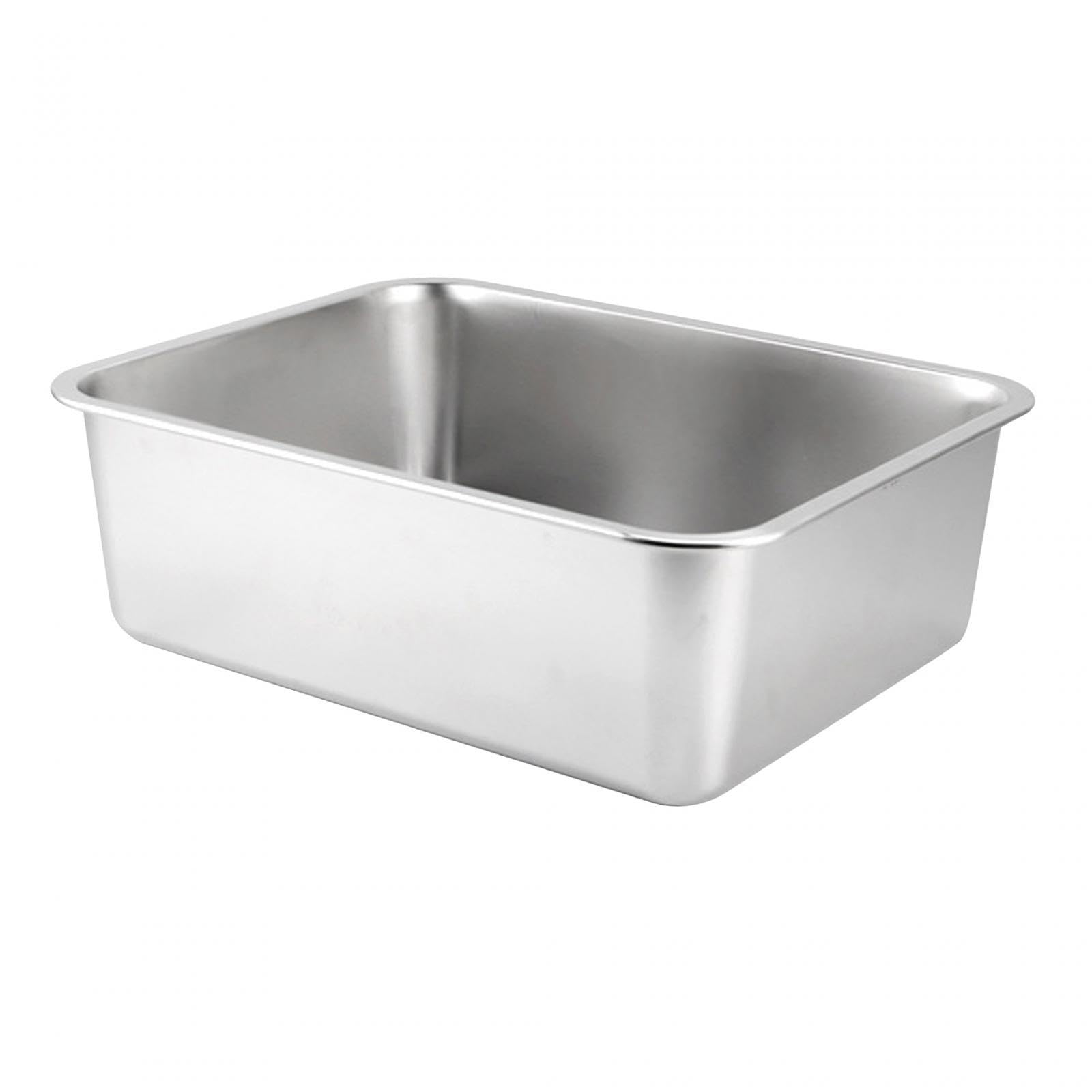 Lettiera per Gatti in Acciaio Inox con Lati Alti Multifunzionale antiruggine AntiGraffio con Bordo Liscio per, 40x30x15 cm