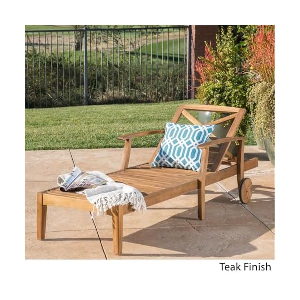 Christopher knight home perla outdoor acacia wood chaise lounge teak finish  urban country home decor