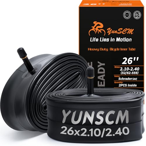 2-PCS 26' Heavy Duty Bike Tubes 26X2.10/2.40 AV32mm Schrader Valve (52/62-559) Bicycle Tubes Compatible with 26 X 2.10 26 X 2.125 26X2.20 26X2.25 26X2.30 26x2.35 26X2.40 Bike Bicycle Tire Tubes