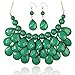 Riah Fashion Women's Green Beaded Bubble Bib Chunky Statement Pendant Necklace Set