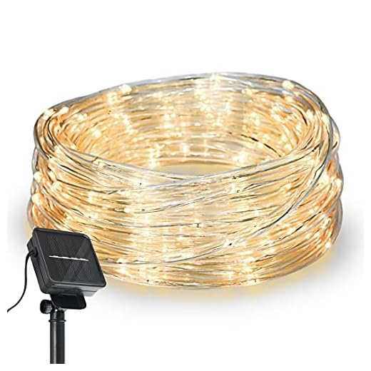 CozyHome 200 LED solbelysning tub utomhus med 8 lägesinställningar 12 m LED-rör varm vit solcell ljusslingor balkonglampa tub utomhus trädgård ljusslinga varm vit