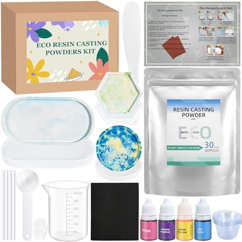 Gießpulver Weiß Starterset Vezerd 500g Gips zum Gießen mit Silikonformen Kreativ Starter DIY Set Keramik Gießpulver Reliefgießpulver für Anfänger Basteln Erwachsene für Zuhause Als Geschenke