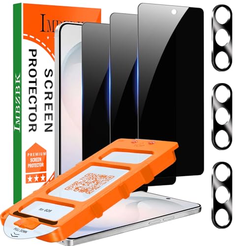 IMBZBK [Auto-Dust Removal] Privacy Screen Protector for Samsung Galaxy S26 [6.3 INCH] Anti Spy Private Accessories Case Friendly 3 Military Grade Tempered Glass 3 Camera Lens Protector