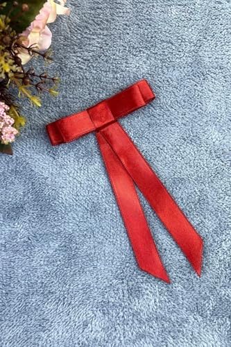 pegu baby collection(257) Kadın Kırmızı Saten Kadın Broş Yaka Aksesuarı Yaka Kurdelesi Kıyafet Aksesuarı Yaka Broşu – Broş –-Kırmızı - Görsel 3