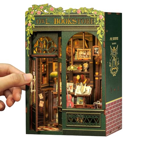 CUTEBEE Book Nook Kit, DIY Miniature House Kits for Adult and Teens, Bookend Diorama with LED, 3D...