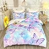 CVHOUSE Butterfly Bedding Full Size,Rainbow Set for Girls Kids Teens,Rainbow Comforter Cover Soft,1 Duvet 2 Pillowcases 3 Piece,Girls Room Decor Full 79'x89' #1