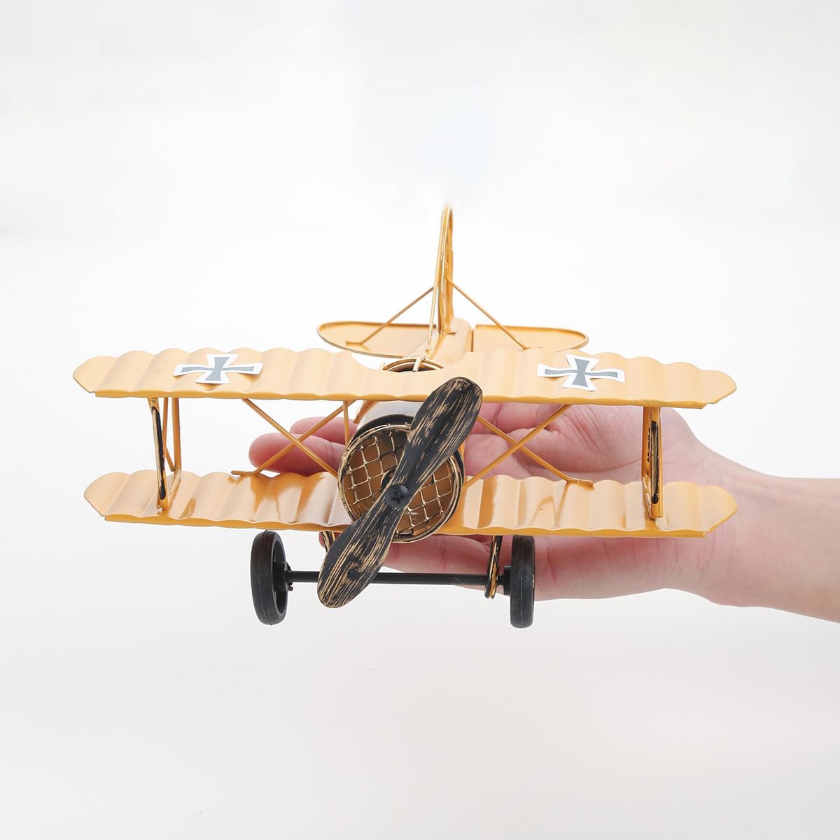 Large Metal Retro German Airplane Model Decor, The Propeller and Wheel Can Rotate。(MN14)
