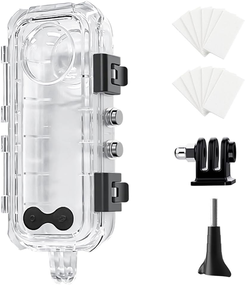 Insta 360 x5 Case, Invisible Dive Case for Insta 360 x5, 60m/196ft Waterproof Camera Underwater with Bracket, Insta 360 Accessories with Anti-Fog Insert