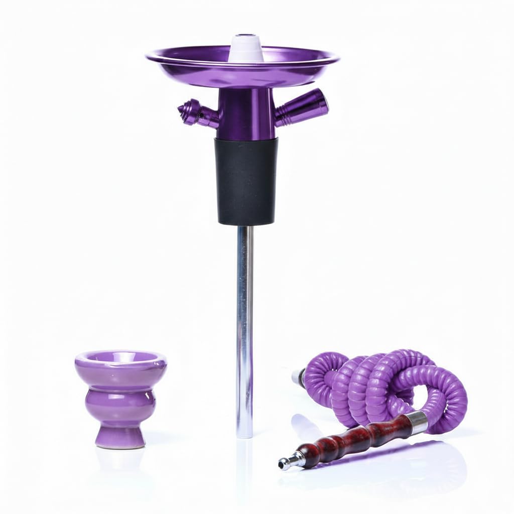Metallic aluminium Hobo Hookah Universal Stem fits to any bottle (Purple)-image-7