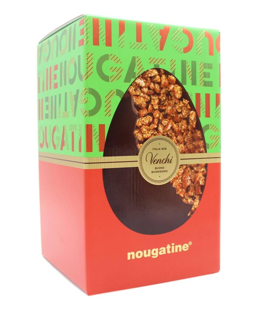 Venchi - Colección de Pascua - Huevo de Chocolate Nougatine, 570 g - Con Sorpresa - Idea de Regalo - Sin Gluten - Vegano