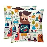 TBOUOBT Pack of 2 Velvet Pillow Covers, Square Pillowcase Cushion Case for Couch Bed, Cartoon Summer