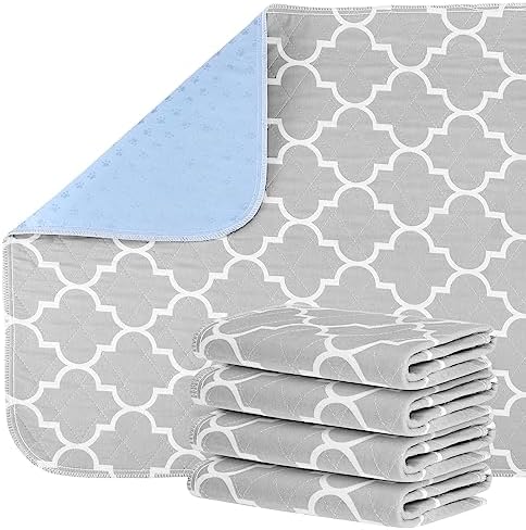 Pee Pads for Dogs, Washable Reusable Puppy Underpads, 4Pcs Pet Training Pads (24″x36″) Non-Slip Absorbent Dog Mat Incontinence Pads for Dogs Pets Cat Pooch Home Travel Crate Training (Gray)