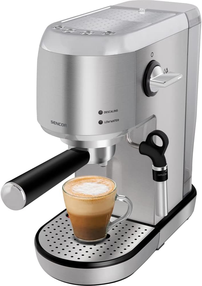 Sencor, Cappuccino e Latte, Pompa Italiana da 20 bar e Schiumatore per Latte, Macchina per caffè Espresso a Grani con Thermoblock e Beccuccio Vapore Brevettato, Barista Express Sencor, Cappuccino e Latte, Pompa Italiana da 20 bar e Schiumatore per Latte, Macchina per caffè Espresso a Grani con Thermoblock e Beccuccio Vapore Brevettato, Barista Express