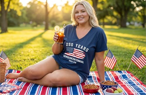 Image of ForHailey Women's Plus Size Short Sleeve Tee Shirt V Neck Basic Ladies Loose Fit T Shirt 1X-5X