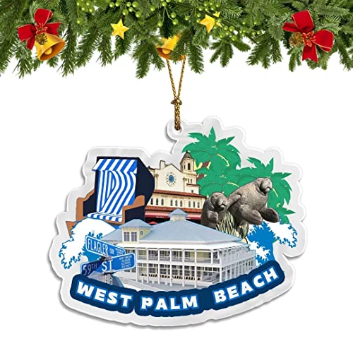 West Palm Beach Florida Christmas Ornaments Transparent Acrylic Hanging Christmas Tree Pendant Home Decorators Travel Souvenirs #TOP4