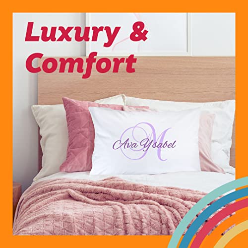 Pattern Pop - Personalized Name And Initial Throw Pillow Covers - Script Font Decorative Pillow Covers - Great For Gifting – 20” X 32” Pillowcase - White Bed Pillowcases #TOP1